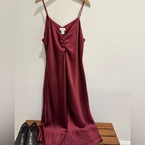 Nicole Miller Raspberry Satin Slip Dress